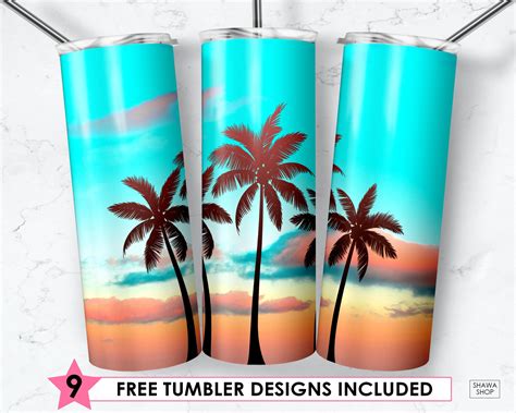 Beach Tumbler 20oz Skinny Tumbler Sublimation Designs Beach Etsy