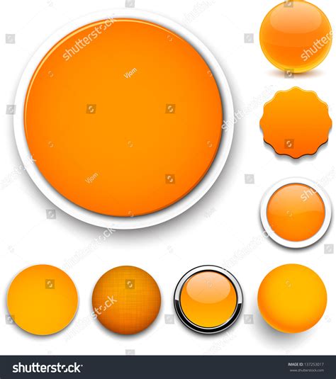 Set Blank Orange Round Buttons Website Stock Vector 137253017