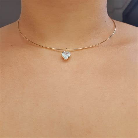 Colar Choker Folheado A Ouro 18K Coração Chérie Bijoux