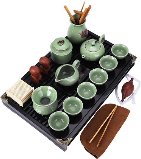 Fanquare Chinese Ceramic Kung Fu Tea Set With Tea Tray And Small Tea