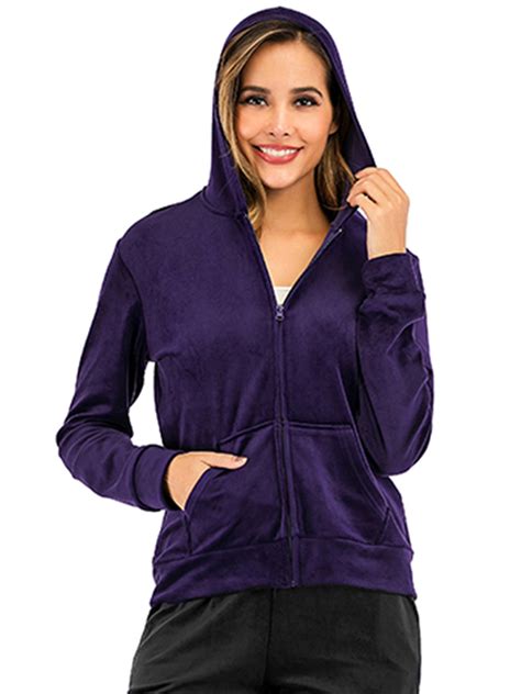 Lelinta Women Thermal Hoodie Jacket Velvet Lightweight Full Zip Up With