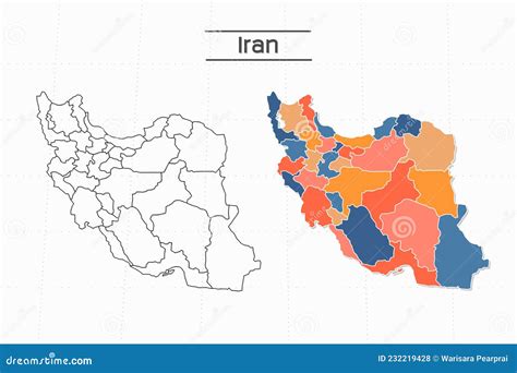 Iran Map City Vector Divided By Colorful Outline Simplicity Style Have