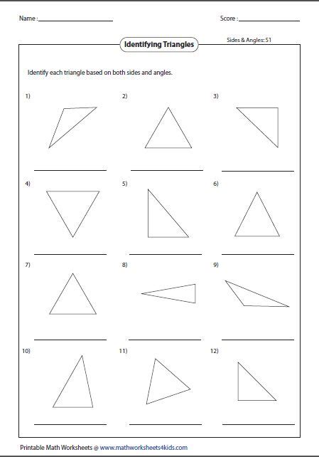 Triangle Types Worksheet