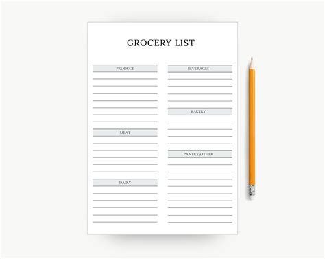 Editable Grocery List Planner Printable Shopping List Food Shopping