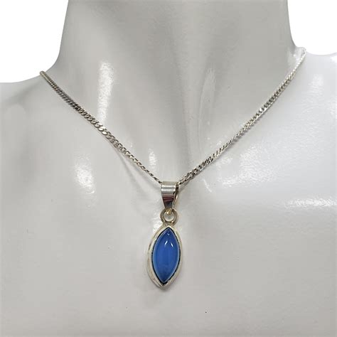 Blue Chalcedony Sterling Silver Pendant Amberman