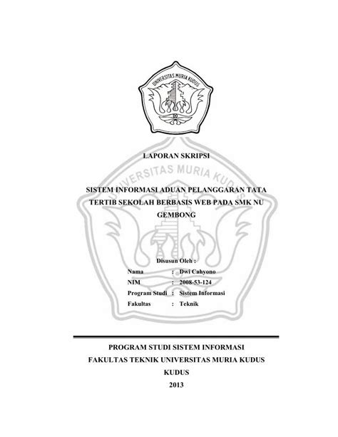 PDF LAPORAN SKRIPSI SISTEM INFORMASI ADUAN Eprints Umk Ac Id 1410 1