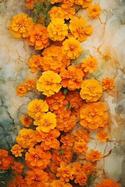 Premium Photo Watercolor Art Of Marigolds Wilted Muted Oranges Flower