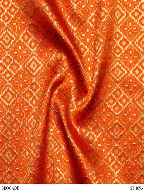 Art Dupion Silk Brocade Golden Zari Bandhani Design Fabric Source Fabrics