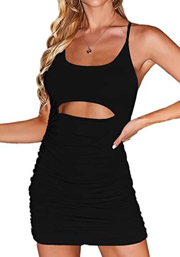 FEOYA Robe moulante sexy dos nu pour femme Robe croisée élastique