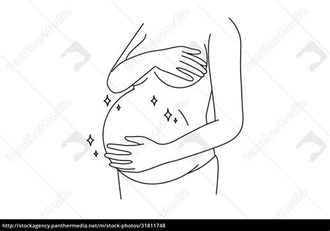 Pregnant Woman Touching Naked Belly Lizenzfreies Foto 31811748