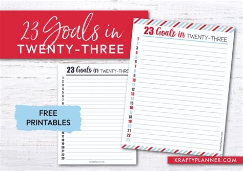 23 Goals in 2023 Free Printable — Krafty Planner