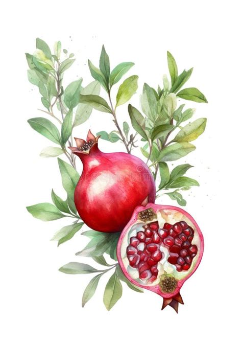 Watercolor Pomegranates Stock Illustrations Watercolor