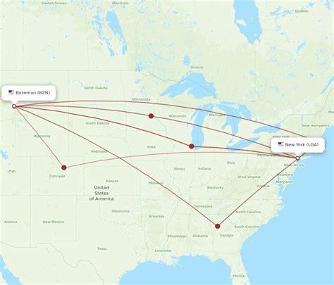 All Flight Routes From New York To Bozeman Lga To Bzn Flight Routes