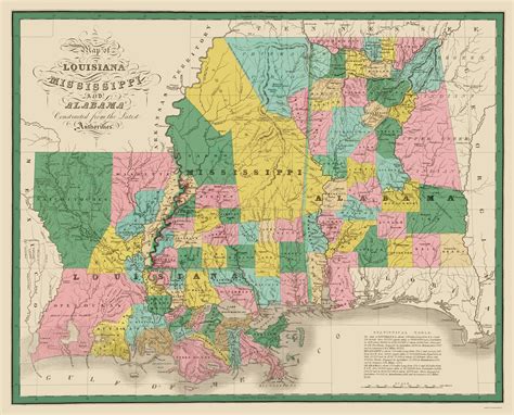 Historic State Map Louisiana Mississippi Alabama Finley 1827 23 Maps Of The Past