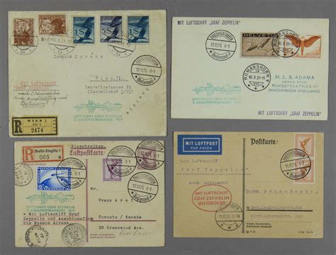 Lot Airship Graf Zeppelin Flown Postal Covers And Postcards