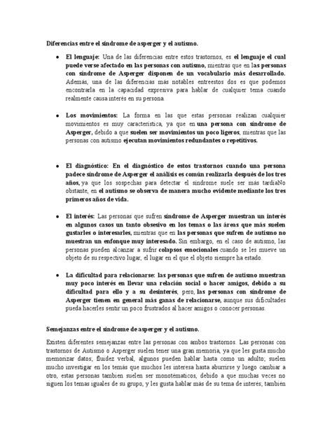 Las Diferencias Y Similitudes Entre El Síndrome De Asperger Y El