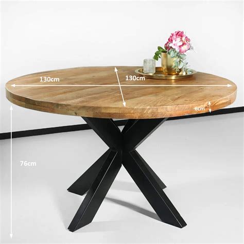 Eettafel Rond Mangohout Lichtbruin 130cm Jones AQ Living