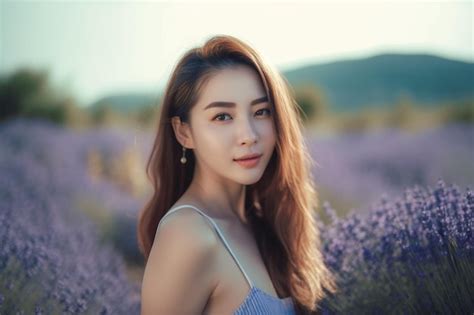 Premium Photo A Woman In A Lavender Field