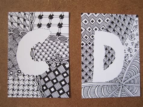 An ATC a Day: 61-64 more Zentangle letters