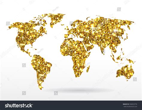 World Map Gold Glittering Stars Golden Stock Vector Royalty Free