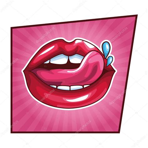 Mujer Sexy Labios Pop Arte Vector De Stock Por Jemastock