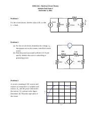 Samplefinalc Pdf Ecen Electrical Circuit Theory Sample Final