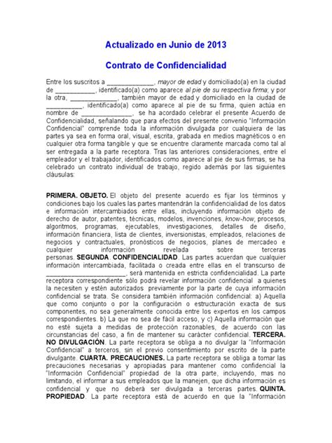 Contrato De Confidencialidad Ejemplo