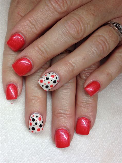 Gel Nails With Hand Drawn Design Using Gel By Melissa Fox Gel Nails Get Nails Dots Nails