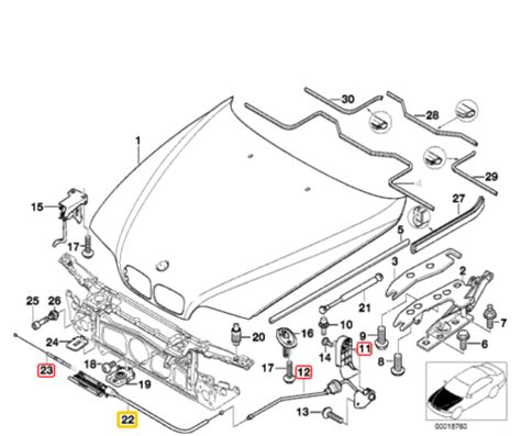 New Bmw E Bonnet Engine Hood Lid Release And Lock Release Mechanism