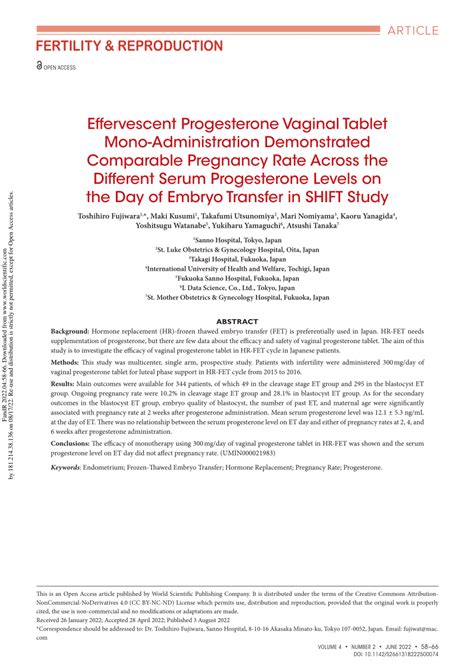 Pdf Effervescent Progesterone Vaginal Tablet Mono Administration