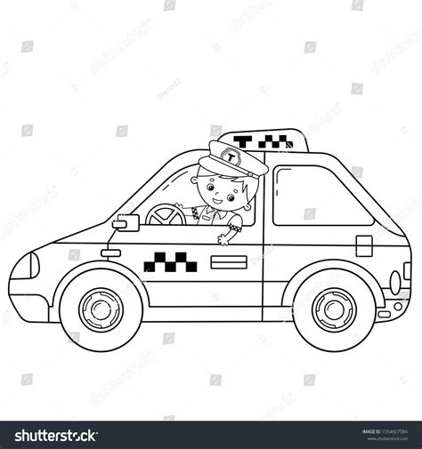 Coloring Page Outline Cartoon Taxi Driver Stock Vector (Royalty Free ...