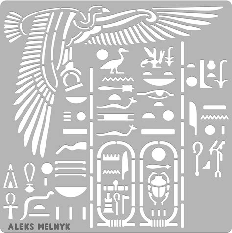 Aleks Melnyk No 449 Metal Stencil Egyptian Hieroglyphics And God