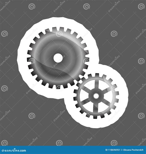 Vector Icon Two Gears Gears Colored Sticker Icon Layers Grouped For