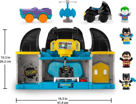 Little People Dc Super Friends Deluxe Batcave Batman Playset With Multi One Touch Top Tred Toys