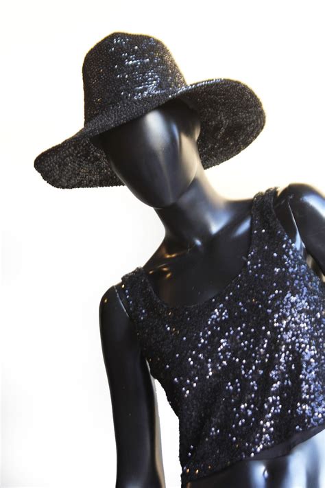 Exquisite Vintage 80s Black Sequin Fedora Hat Western Hat Etsy