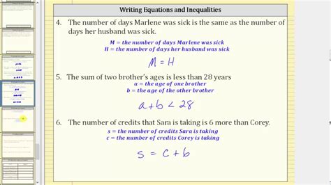 Writing Equations And Inequalities For Scenarios Youtube