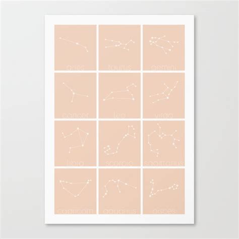 Zodiac Star Constellation Chart Xii Canvas Print By Astral Spirits Society6