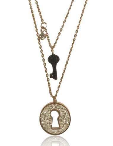 Collier Multirangs Acier Inoxydable Pendentif Serrure Et Clef