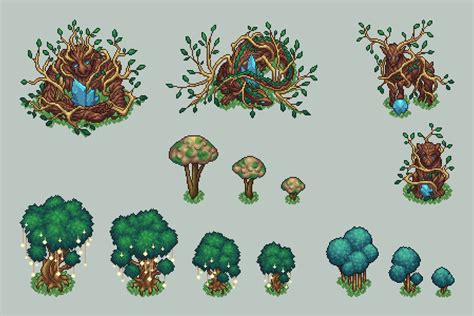 Free Forest Objects Top Down Pixel Art