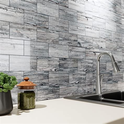 Stickyart Wood Subway Tile Backsplash Tile for Kitchen Peel and Stick PVC Wall Tiles for ...