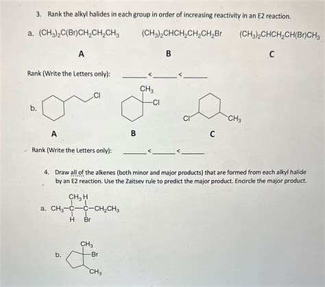 [solved] Need Help On All These Questions 3 Rank The Alkyl Halides In Each Course Hero