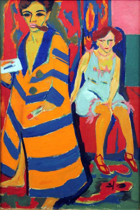 Ernst Ludwig Kirchner Zelfportret Met Model Olieverf Op Doek