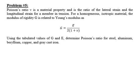 Solved Poisson S Ratio V Is A Material Property And Is The Chegg