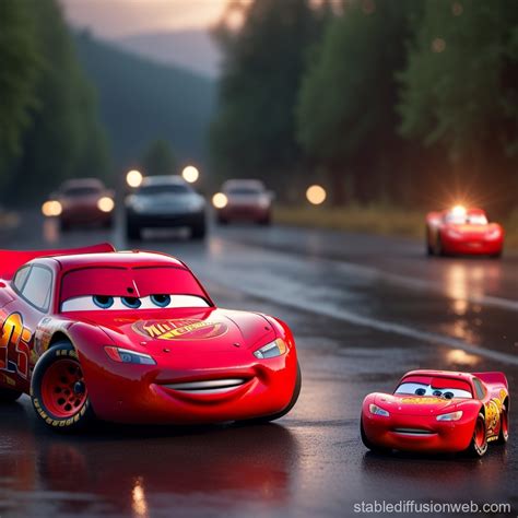 lightning mcqueen crashed into a guardrail and broke into pieces ...