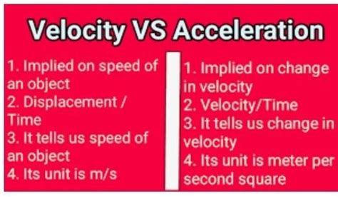 Difference In Velocity And Acceleration