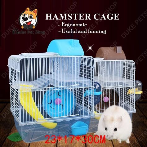 Hamster Cage With Running Wheel Water Bottle Food Basin Pet House Mice