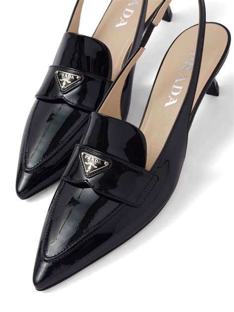 Prada Patent Leather Slingback Pumps Black Farfetch