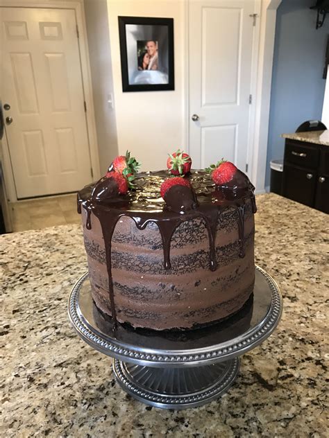 Chocolate Naked Cake With Strawberries Th Birthday Birthday