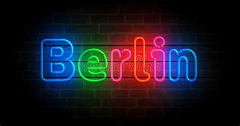 Berlin Symbol Neon Light 3d Illustration Stock Illustration