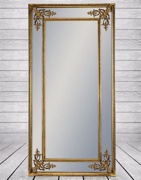 Tall Gold Rectangle Crested French Style Wall Mirror The Enid Hutt